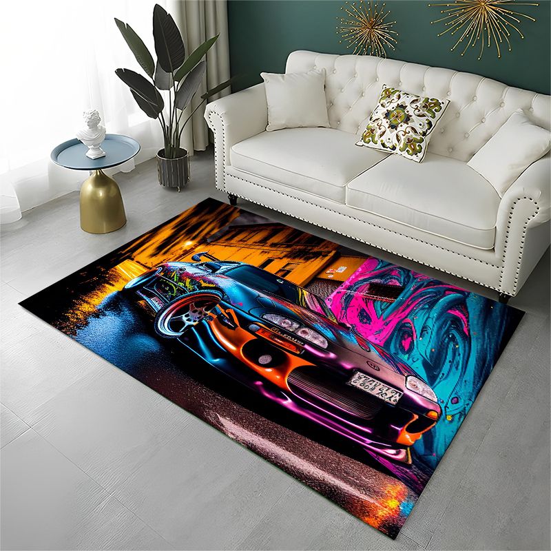Lighting Mcqueen Bedroom Decor - Racing Car T-Toyoto Sign Non-Slip Area