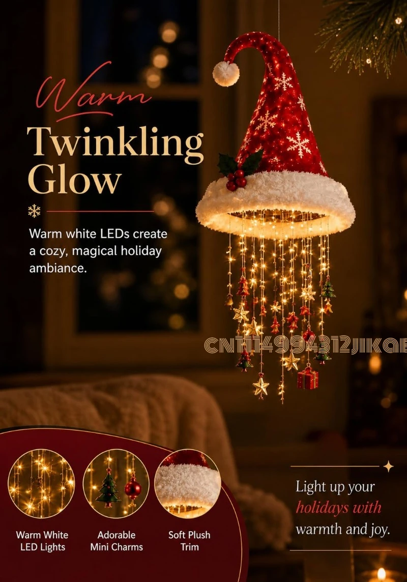 Lighted Santa Hat Hanging Chan - Lighting Christmas Decor ulasan dan harga