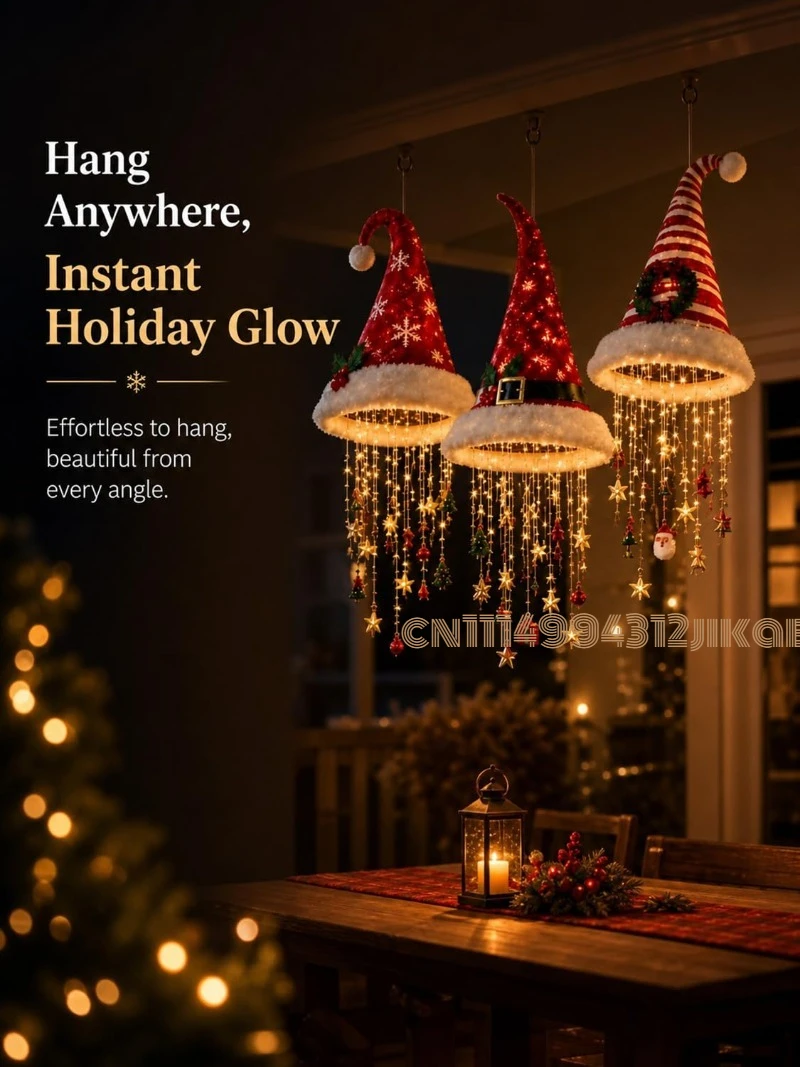 Lighted Santa Hat Hanging Chan - Lighting Christmas Decor ulasan dan harga