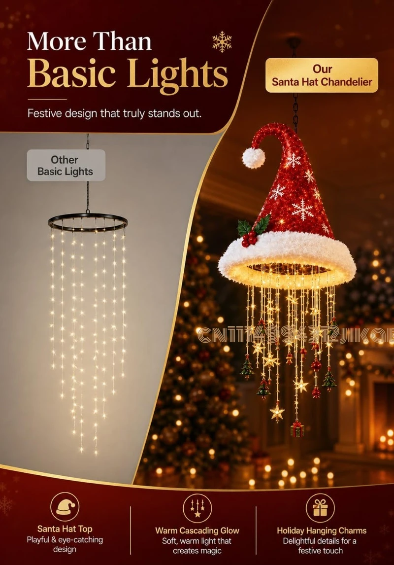 Lighted Santa Hat Hanging Chan - Lighting Christmas Decor ulasan dan harga