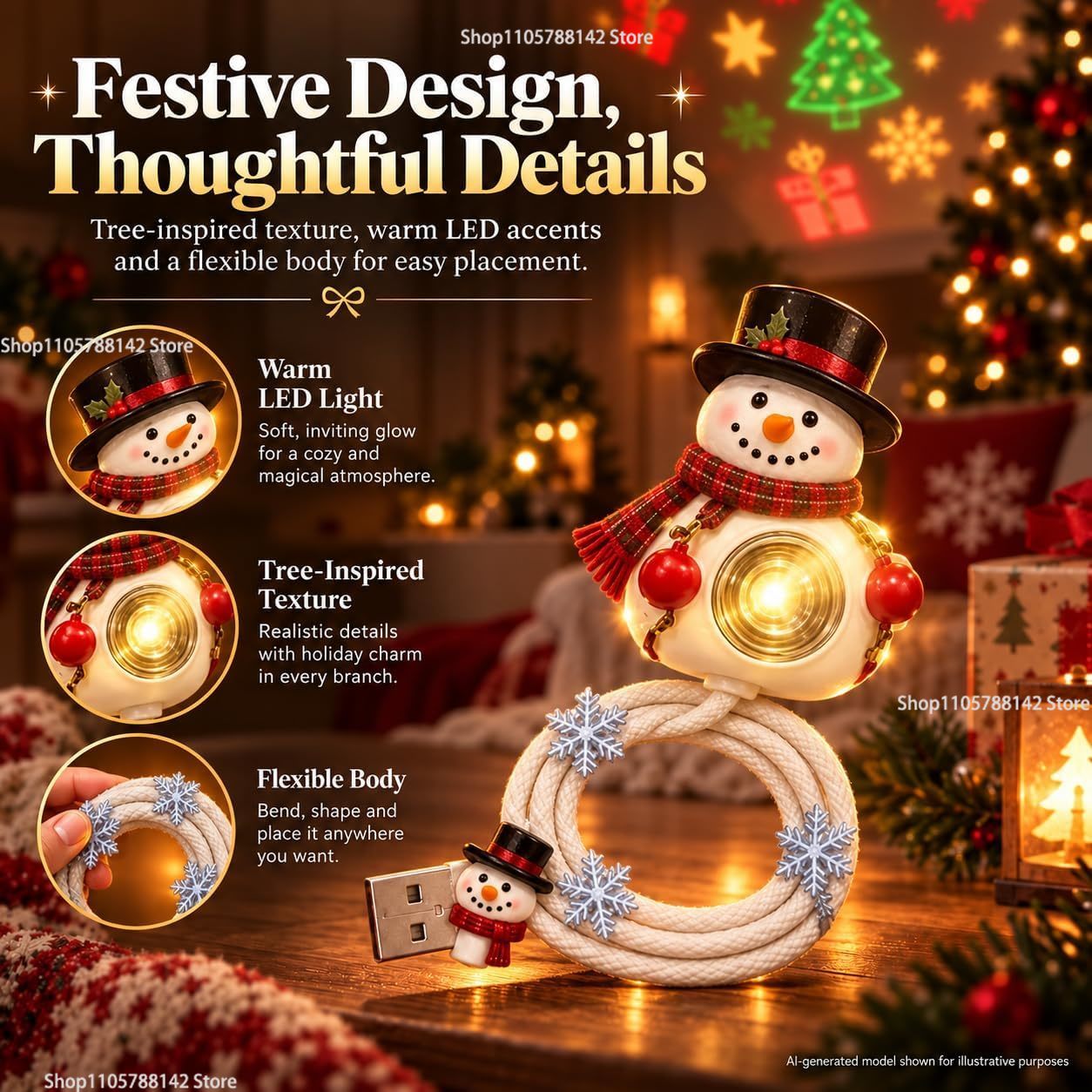 Christmas Snowman USB Christma - Lighting Christmas Decor ulasan dan harga